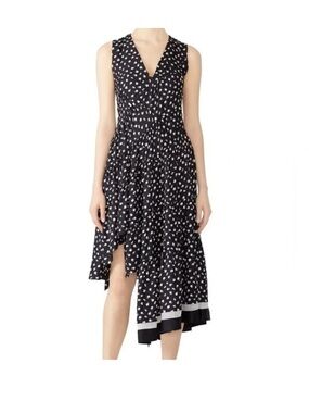 3.1 Phillip Lim Black and White Printed V-Neck Asymmetric Dress